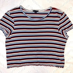 American Eagle striped seersucker crop top -‎ sz XL